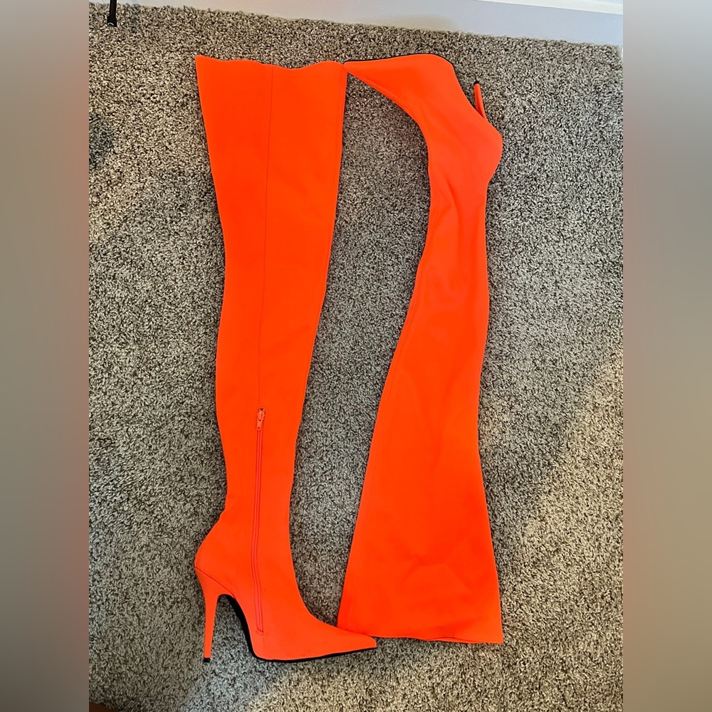Jeffrey Campbell Vibrant Orange Women's Over-the-Knee Boots